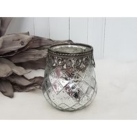 Windlicht "Casablanca" - Bauernsilber Mit Metallrand Antik-Silber Höhe 10 cm von dekodreamswolf