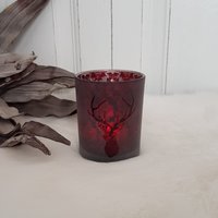 Windlicht "Hirschkopf" - Beere Glas Satiniert Höhe 8 cm von dekodreamswolf