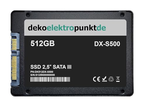 dekoelektropunktde 512GB SSD Festplatte Kompatibel für ASRock H110M-HDS R3.0 Mainboard, Alternatives Ersatzteil 2,5" Zoll SATA3 von dekoelektropunktde