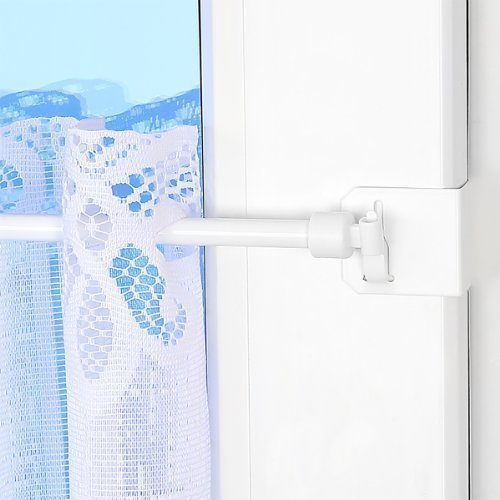 Gardinenstange "Design" 80-120cm ausziehbar Vitragenstange + 1 Paar Klemmträger Weiß seitlich (Fensterdicke 15-20mm) von dekohaken24.de