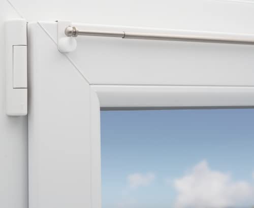 Gardinenstange "Eleganz" ausziehbar Messing (Nickel matt) für Fensterdicke 15-20mm (80-120cm ausziehbar) von dekohaken24.de