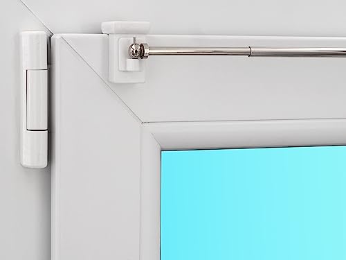 Gardinenstange "Vaganz" ausziehbar inkl. Fensterhaken/Befestigung für einen Klemmbereich von 10-27 mm (80-120 cm ausziehbar, nickel glänzend) von dekohaken24.de