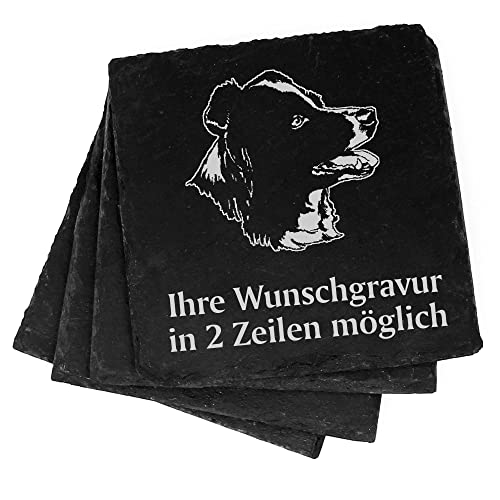 4X Australian Shepherd Deko Schiefer Untersetzer Wunschgravur Set - 11 x 11 cm Flaschenuntersetzer Glasuntersetzer Tassenuntersetzer von dekolando