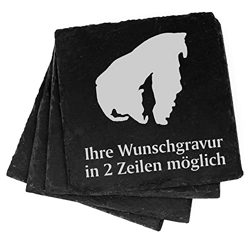 4X Insel Poel Deko Schiefer Untersetzer Wunschgravur Set - 11 x 11 cm Flaschenuntersetzer Glasuntersetzer Tassenuntersetzer von dekolando