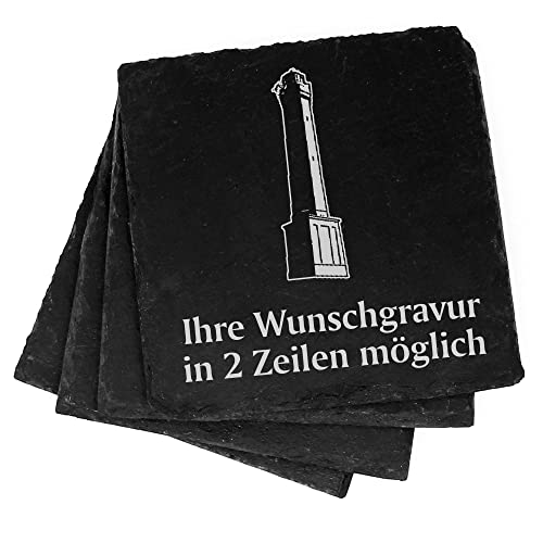 4X Leuchtturm Norderney Deko Schiefer Untersetzer Wunschgravur Set - 11 x 11 cm Flaschenuntersetzer Glasuntersetzer Tassenuntersetzer von dekolando