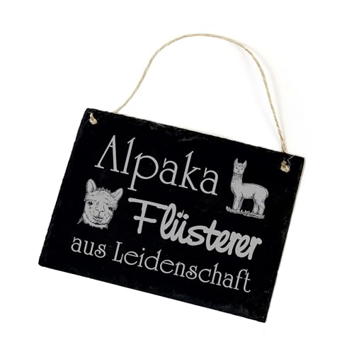 Alpaka Flüsterin Flüsterer aus Leidenschaft - Schild aus Schiefer Schiefertafel graviert Alpakas Türdeko Türschild 22x16 (Alpaka Flüsterer) von DEKOLANDO