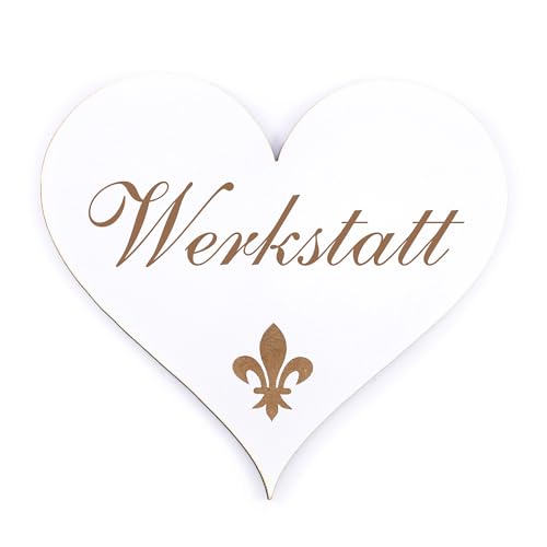 Dekolando Deko Türschild Herz - Werkstatt - Schild 13 x 12 cm - Schilder Türschilder Namensschilder Wohnung selbstklebend Holzschild Tür Holzschilder Dekolando Deko Türschild Herz - Werkstatt - Schild 13 x 12 cm - Schilder Türschilder Namensschilder Wohnung selbstklebend Holzschild Tür Holzschilder von dekolando
