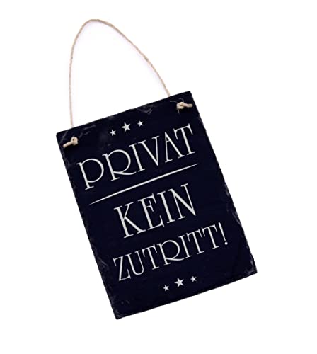 Dekolando Privat - Kein Zutritt ! Schild Schiefer mit Gravur Türschild Verbotsschild Warnschild Privatbereich 16 x 22 cm von DEKOLANDO
