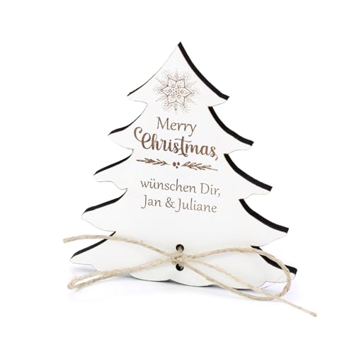 Geldgeschenk Tannenbaum Merry Christmas - inkl. Wunschtext Name - Weihnachten Schild für Geld Gutschein Gutscheingeschenk 9,5 x 10 cm von dekolando