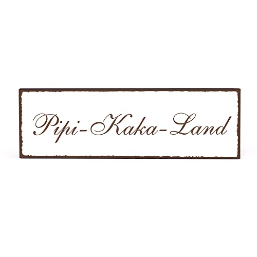 Pipi-Kaka-Land Deko Schild Türschild Holz - 150mm x 50mm - selbstklebend mit Gravur Aufkleber Tür Türschilder Dekoration Türaufkleber von dekolando