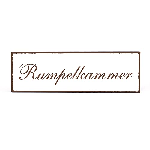 Rumpelkammer Deko Schild Türschild Holz - 150mm x 50mm - selbstklebend mit Gravur Aufkleber Tür Türschilder Dekoration Türaufkleber von dekolando