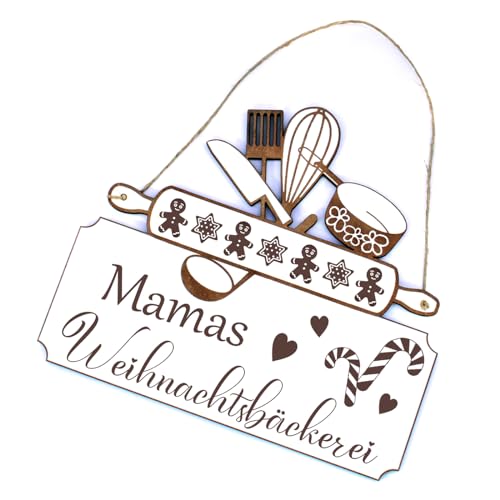 Schild Mamas Weihnachtsbäckerei - Küche Türschild Weihnachten Backen Vintage Dekoschild Türdeko weihnachtliche Deko - 20 x 18 cm von dekolando