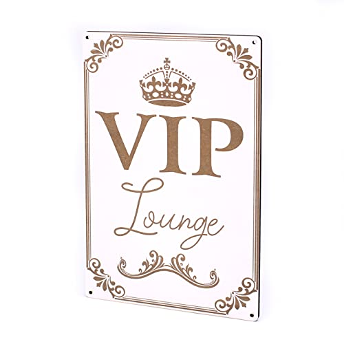 Schild VIP Lounge mit Krone Motiv - Türschild Vintage Dekoschild Türdeko Wohnzimmer Deko - 15 x 24 cm von dekolando