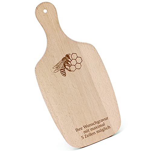 Schneidebrett Frühstücksbrettchen Gravur personalisiert - Biene mit Wabe - mit Griff 330x150 Holzbrett Holz Küche Schneidbrett Schneidebrett Frühstücksbrettchen Gravur personalisiert - Biene mit Wabe - mit Griff 330x150 Holzbrett Holz Küche Schneidbrett von DEKOLANDO