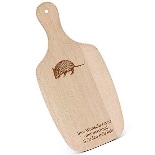 Schneidebrett Frühstücksbrettchen Gravur personalisiert - Gürteltier Armadillo - mit Griff 330x150 Holzbrett Holz Küche Schneidbrett Schneidebrett Frühstücksbrettchen Gravur personalisiert - Gürteltier Armadillo - mit Griff 330x150 Holzbrett Holz Küche Schneidbrett von dekolando