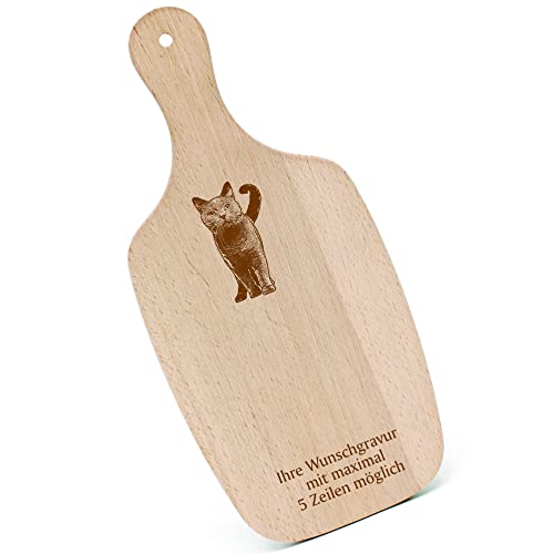 Schneidebrett Frühstücksbrettchen Gravur personalisiert - Kartäuser Katze - mit Griff 330x150 Holzbrett Holz Küche Schneidbrett Schneidebrett Frühstücksbrettchen Gravur personalisiert - Kartäuser Katze - mit Griff 330x150 Holzbrett Holz Küche Schneidbrett von dekolando