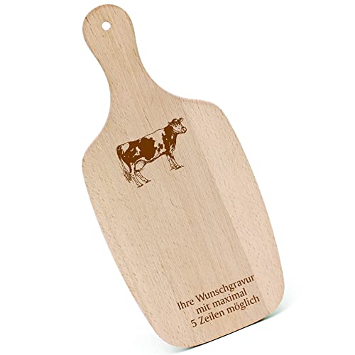 Schneidebrett Frühstücksbrettchen Gravur personalisiert - Kuh - mit Griff 330x150 Holzbrett Holz Küche Schneidbrett Schneidebrett Frühstücksbrettchen Gravur personalisiert - Kuh - mit Griff 330x150 Holzbrett Holz Küche Schneidbrett von dekolando