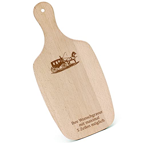 Schneidebrett Frühstücksbrettchen Gravur personalisiert - Pferdekutsche - mit Griff 330x150 Holzbrett Holz Küche Schneidbrett Schneidebrett Frühstücksbrettchen Gravur personalisiert - Pferdekutsche - mit Griff 330x150 Holzbrett Holz Küche Schneidbrett von dekolando