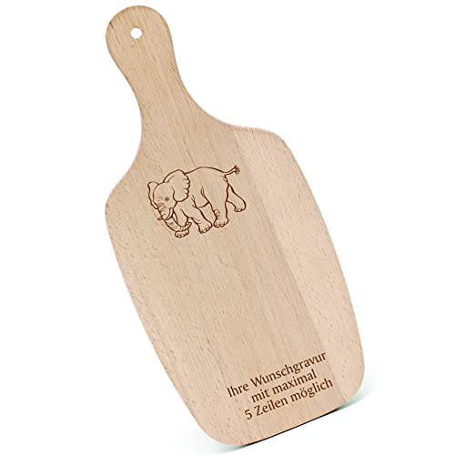 Schneidebrett Frühstücksbrettchen Gravur personalisiert - laufender Elefant - mit Griff 330x150 Holzbrett Holz Küche Schneidbrett Schneidebrett Frühstücksbrettchen Gravur personalisiert - laufender Elefant - mit Griff 330x150 Holzbrett Holz Küche Schneidbrett von dekolando