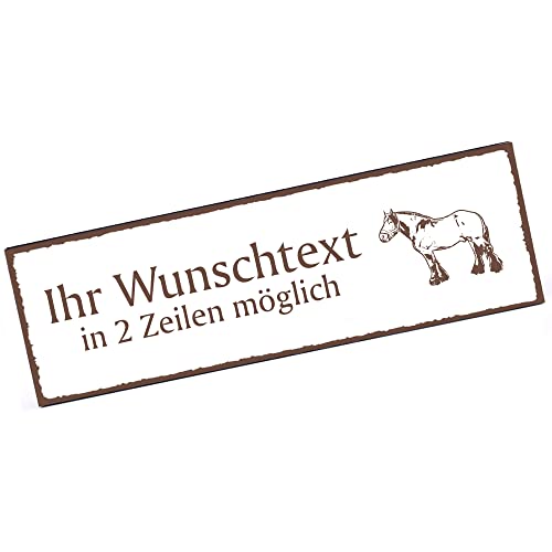 Türschild Auxois Pferd Namensschild personalisiert mit Gravur- 150mm x 50mm - selbstklebend von dekolando