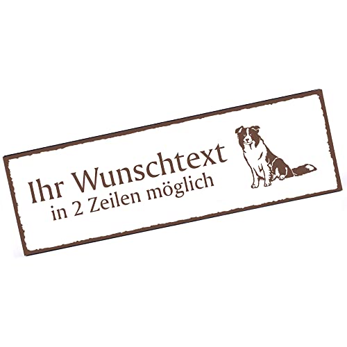 Türschild Border Collie Namensschild personalisiert mit Gravur- 150mm x 50mm - selbstklebend von dekolando