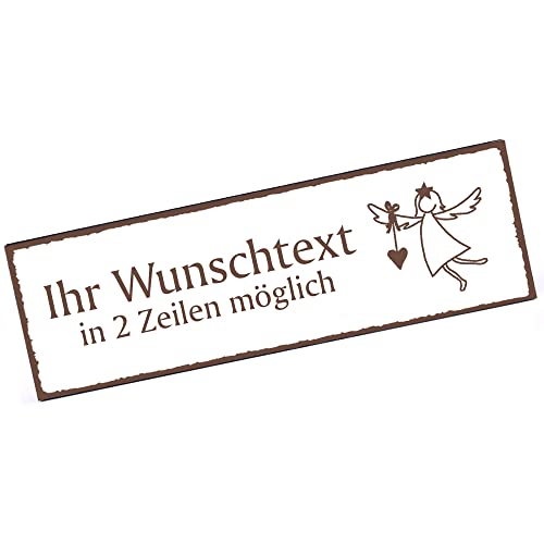 Türschild Engel Schutzengel mit Herz Namensschild personalisiert mit Gravur- 150mm x 50mm - selbstklebend von dekolando