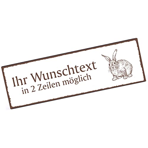 Türschild Kaninchen Namensschild personalisiert mit Gravur- 150mm x 50mm - selbstklebend von dekolando