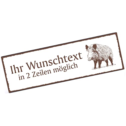 Türschild Keiler Wildschwein Namensschild personalisiert mit Gravur- 150mm x 50mm - selbstklebend von dekolando