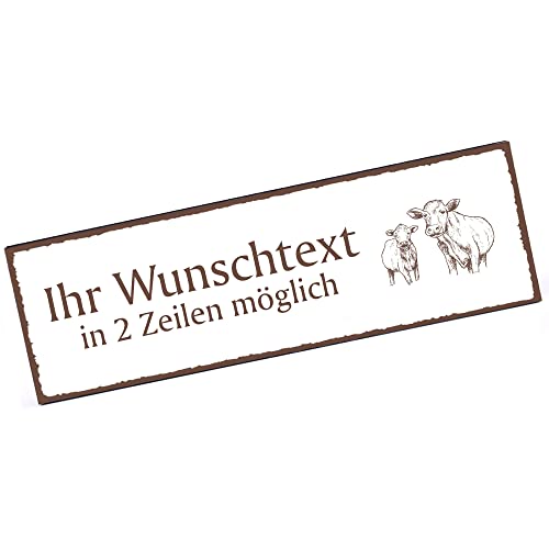 Türschild Kühe Namensschild personalisiert mit Gravur- 150mm x 50mm - selbstklebend von dekolando