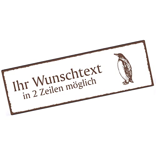 Türschild Pinguin Königspinguin Namensschild personalisiert mit Gravur- 150mm x 50mm - selbstklebend von dekolando