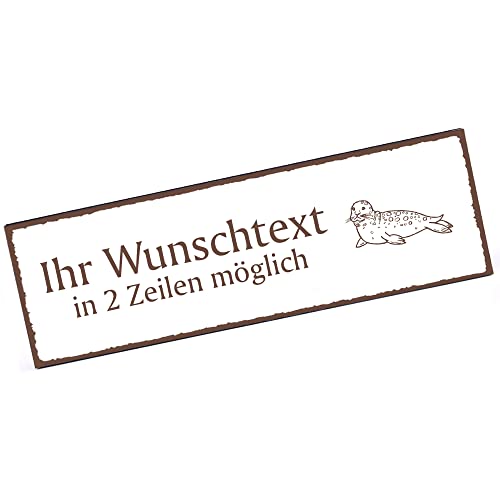 Türschild Robbe Namensschild personalisiert mit Gravur- 150mm x 50mm - selbstklebend von dekolando