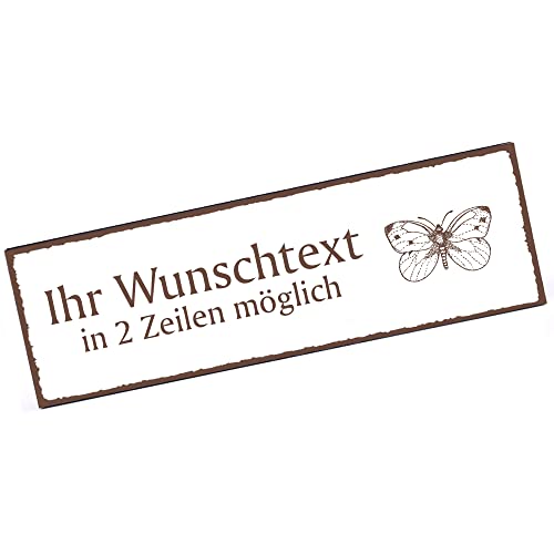 Türschild Schmetterling Namensschild personalisiert mit Gravur- 150mm x 50mm - selbstklebend von dekolando