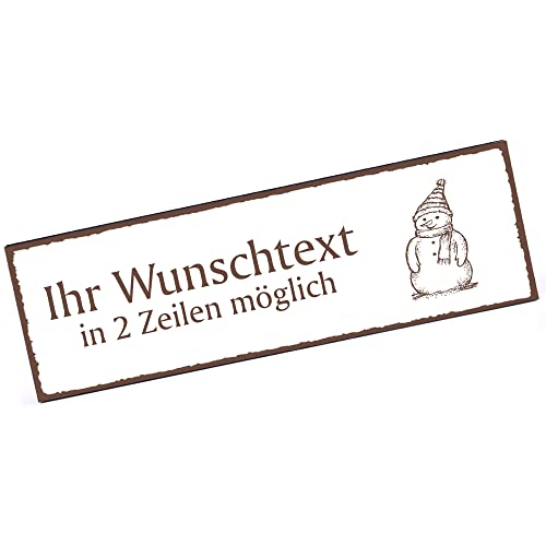 Türschild Schneemann Namensschild personalisiert mit Gravur- 150mm x 50mm - selbstklebend von DEKOLANDO