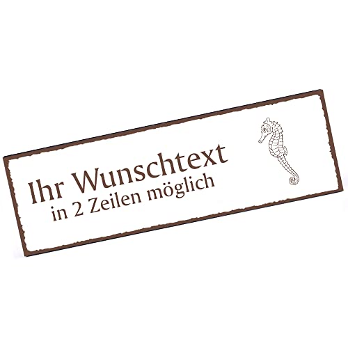 Türschild Seepferdchen Namensschild personalisiert mit Gravur- 150mm x 50mm - selbstklebend von dekolando