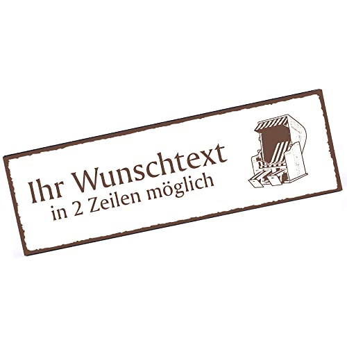 Türschild Strandkorb Namensschild personalisiert mit Gravur- 150mm x 50mm - selbstklebend von dekolando