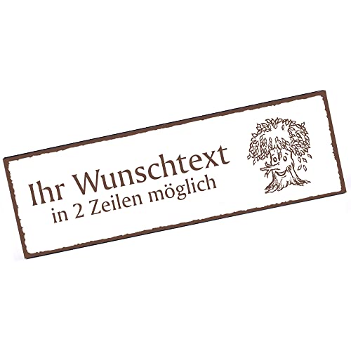 Türschild lustiger Baum mit Gesicht Namensschild personalisiert mit Gravur- 150mm x 50mm - selbstklebend von dekolando