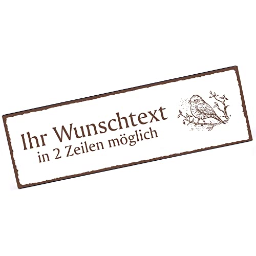 Türschild singender Vogel auf Zweig Namensschild personalisiert mit Gravur- 150mm x 50mm - selbstklebend von dekolando