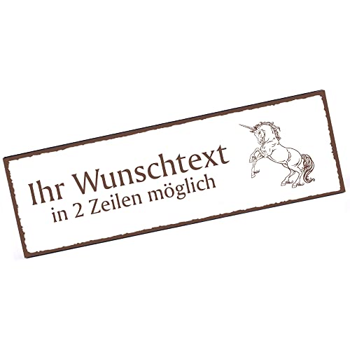 Türschild stehendes Einhorn Namensschild personalisiert mit Gravur- 150mm x 50mm - selbstklebend von dekolando