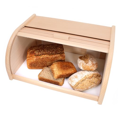 dekolando Brotkasten Holz zum Brot aufbewahren Rollbrotkasten Brotaufbewahrung Brotbox Brotaufbewahrungsbox Brotbehälter Brotkiste von dekolando