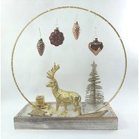 Weihnachtgesteck Mit Led Ring Ca. 26 cm in Handarbeit Dekoriert von dekolinda
