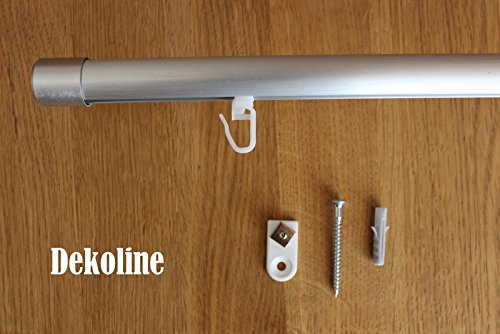 dekoline runde 20 mm Gardinenstange, Vorhangstange, Innenlauf, Deckenbefestigung, Aluminium, alu-Silber, 1-Lauf- 3,80 m (2 x 1,90 m + Verbinder) von dekoline