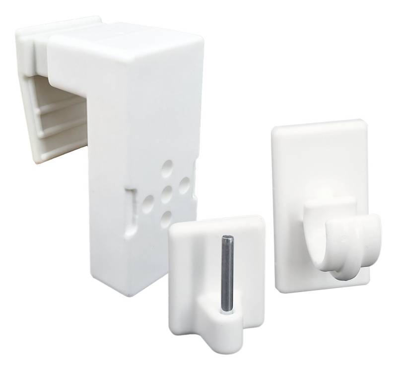 dekondo Fensterhaken Dekohaken Dekoklipp Klemmträger mit unterschiedlichen Aufsätzen, weiß, für einen Klemmbereich (Rahmenstärke des Fensters/Fensterdicke) von 10-24 mm, (4-St), oben "oder" seitlich am Fenster zu befestigen von dekondo