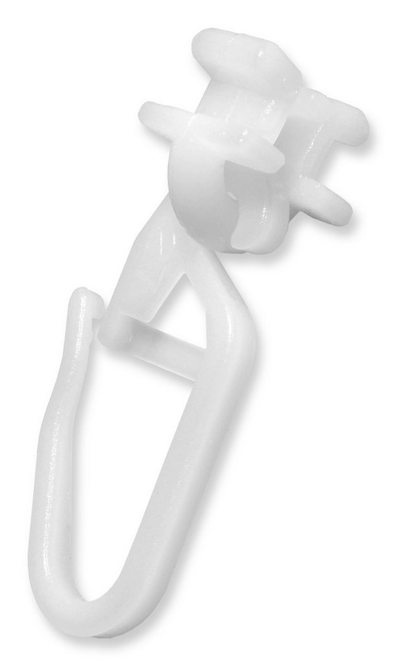 dekondo Gardinengleiter Drehgleiter Faltengleiter Speed Klick zum Eindrehen, für Gardinenschienen oder - stangen mit 4mm "oder" 6mm (richtige Größe bitte auswählen) breitem Profilschlitz/Laufnut/Spurbreite, (200-St), mit verschließbarem Faltenlegehaken von dekondo