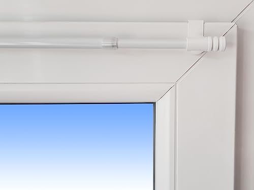 dekondo Gardinenstange Rapid Fix-klick 110-150cm ausziehbar Weiß (für Fensterdicke 15-20mm) Klemmstange/Spannfix von dekondo