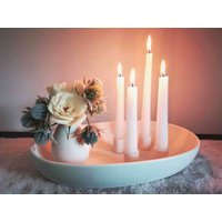 Kerzenleuchter Vierfach, Xl Größe, Kerzenschale Mit 4 Haltern Weiß, Ovaler Großer Kerzenteller, Kerzenschale, Kerzenständer, Kerzenhalter von dekorIris