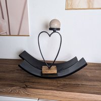 Kerzenständer Herz Schwarz, Teelichthalter, Kerzenhalter Alu/Holz von dekorIris