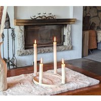 Kerzenständer Rund Metall Creme Weiß, Kerzenhalter, Kerze von dekorIris