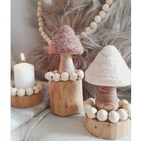 Pilz Set Creme Rotbraun, Holz Deko, Pilzdeko, Dekotrends, Wolle, 0994000Kl von dekorIris
