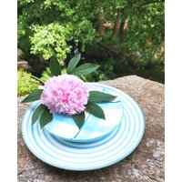 Teller Hellblau Gestreift Flach 26 cm Platte Keramikteller Abano Blu 4042 R Righe von dekorIris