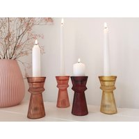 Windlicht, Glas, Kerzenhalter Windlichter, Kerzenständer in 4 Farben "Retro" 0918130Kl von dekorIris